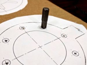 Cardboard mechanical iris - Actuator ring pin holes